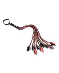 Saffron Braided Flogger Nine-Tail Faux Leather with Crop Tips for Advanced Impact Play