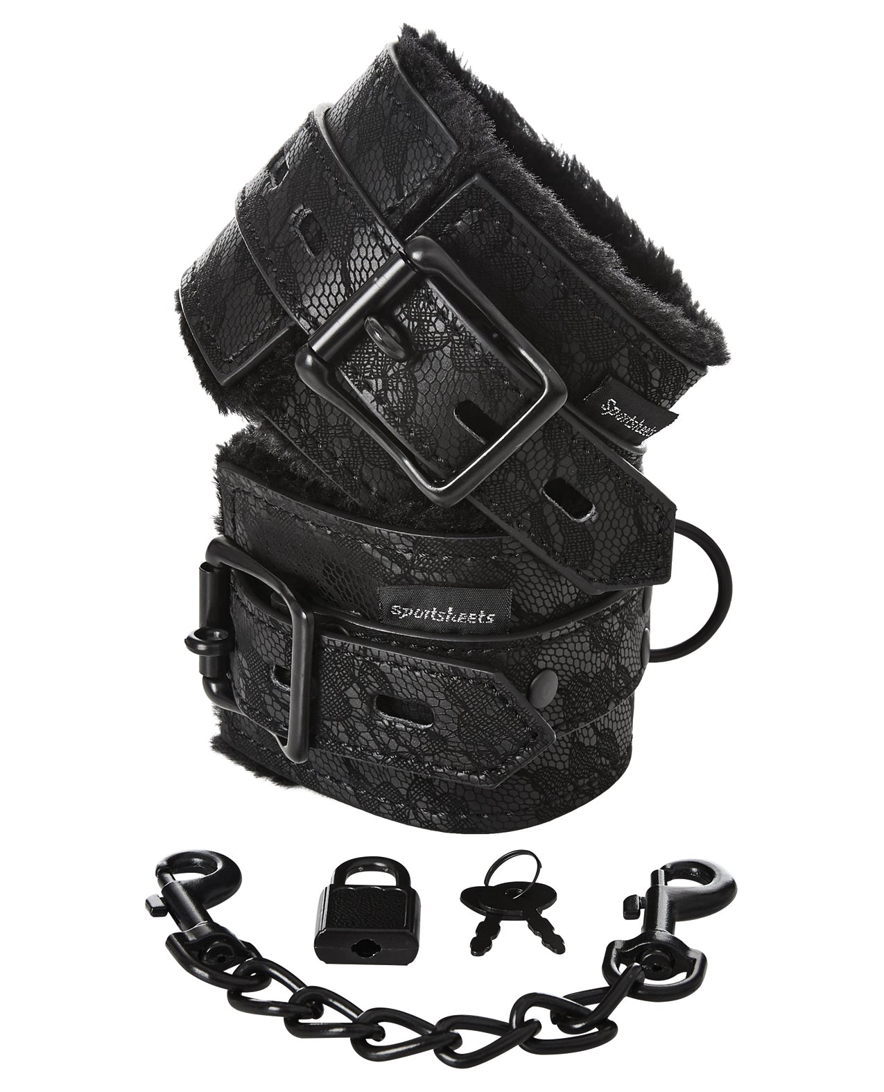 Lace Fur Lined Handcuffs with Adjustable Buckle and Keys