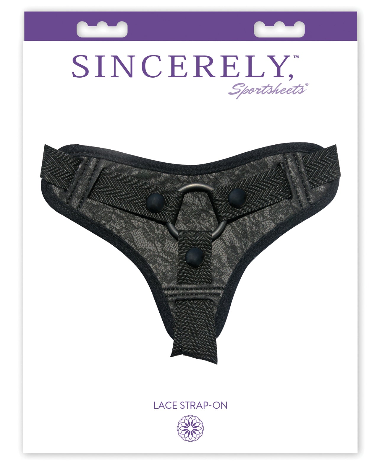 Sincerely Strap On Black Lace Adjustable Harness with Interchangeable O-Ring for Versatile Intimate Play