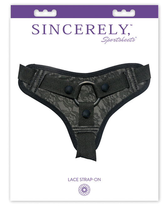 Sincerely Strap On Black Lace Adjustable Harness with Interchangeable O-Ring for Versatile Intimate Play