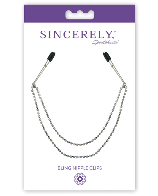Sincerely Nipple Clips Chainmail Double Strand Diamond Gems Adjustable Clamps for Decorative Chest Jewelry