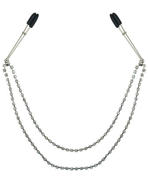 Sincerely Bling Chainmail Nipple Clips with Double Strand Diamond Gems