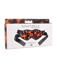 Sincerely Amber Bondage Blindfold with Satin Ties and Tortoiseshell Design for Sensory Play and Comfort