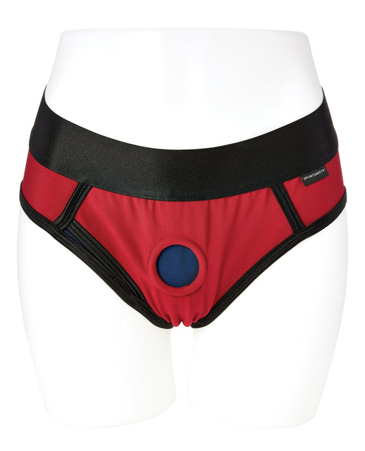 Sportsheets Strap-On Harness Red XX-Large Soft Fabric Dual Bullet Pockets for Secure Comfortable Fit