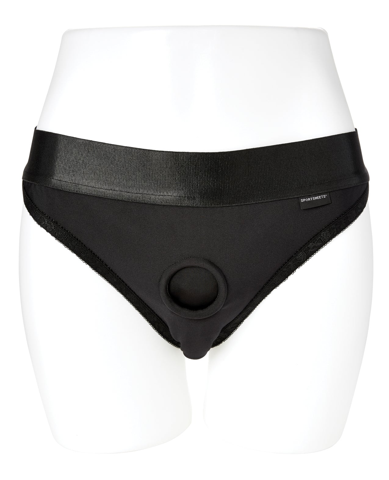 Sportsheets Strap-On Harness Black Built-In O-Ring Bullet Pockets for Secure All-Day Wear