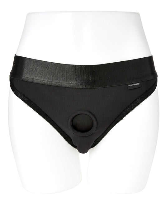 Sportsheets Strap-On Harness Black Built-In O-Ring Bullet Pockets for Secure All-Day Wear
