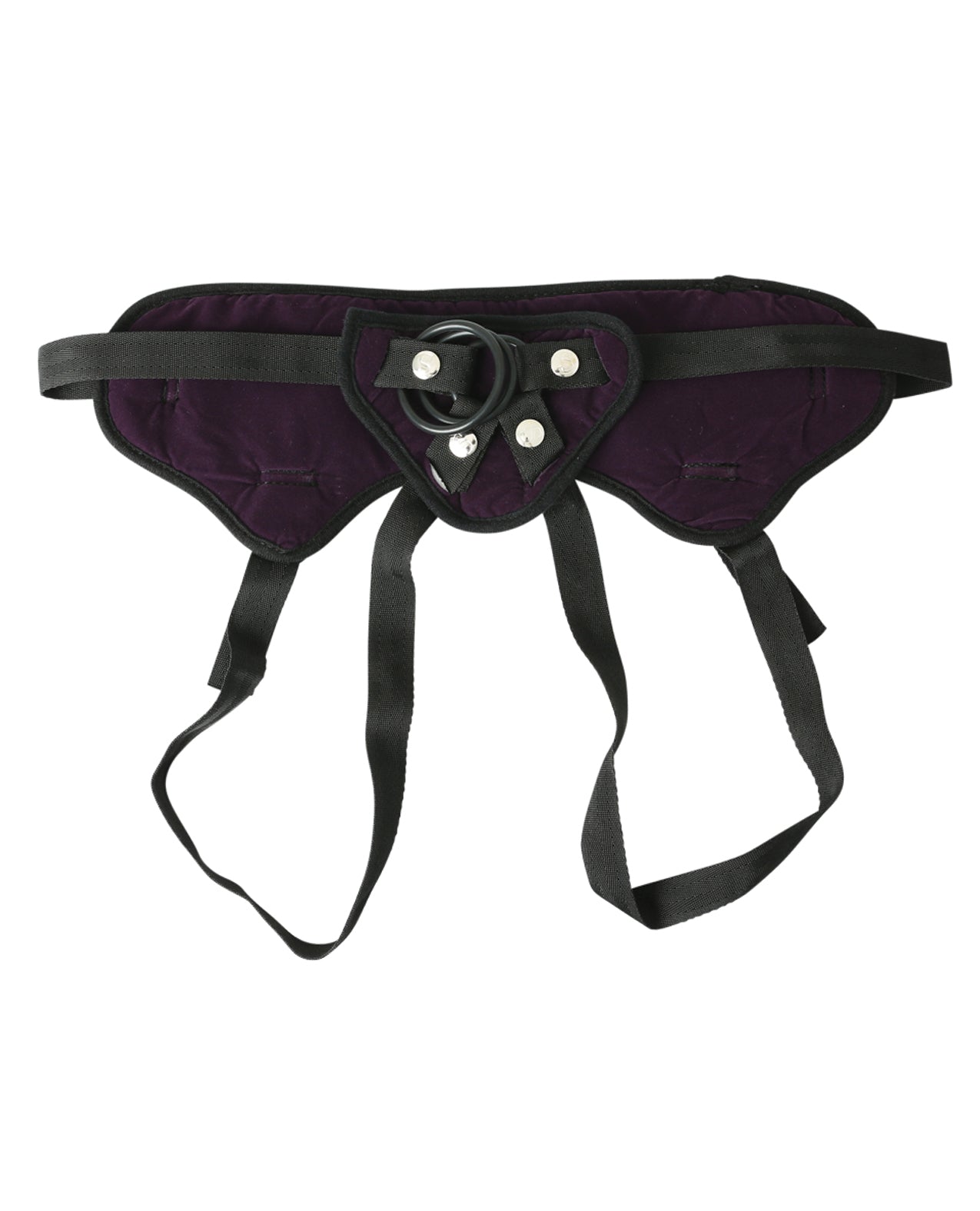Purple Plush Strap On Harness with Adjustable Fit and Bullet Pocket
