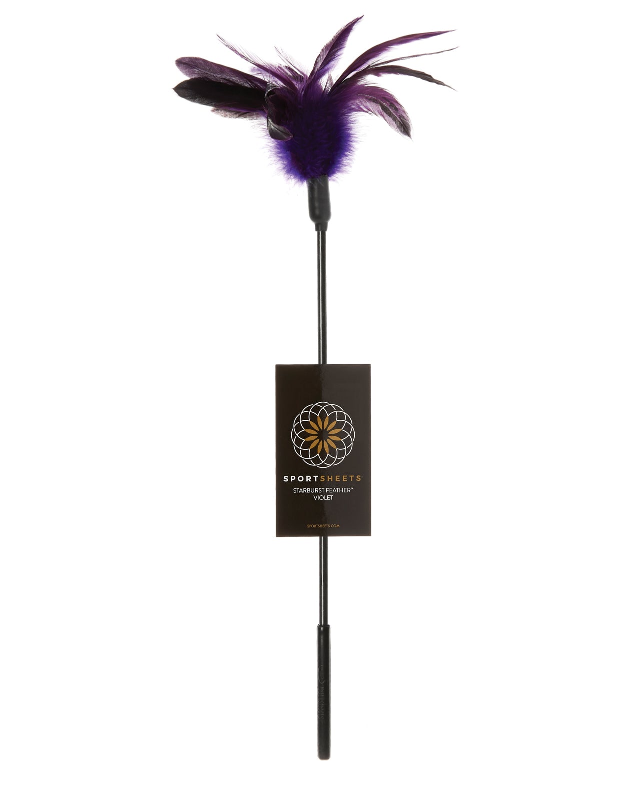 Sportsheets Feather Tickler Violet Starburst Rooster Feathers Black Wand for Sensual Couples Play