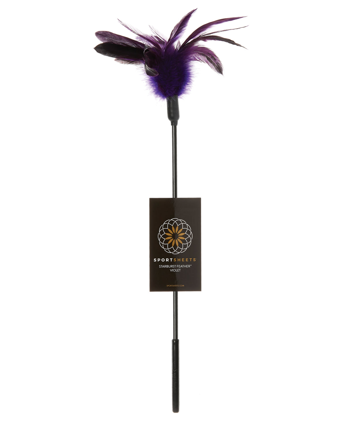 Sportsheets Feather Tickler Violet Starburst Rooster Feathers Black Wand for Sensual Couples Play