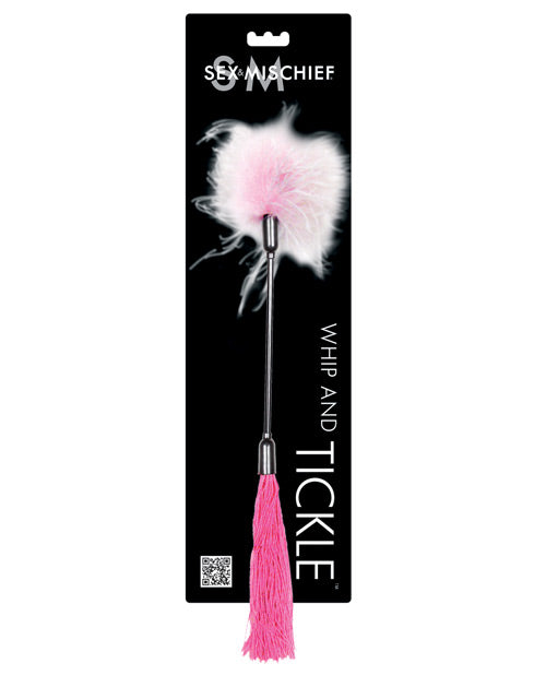Sex and Mischief Bondage Whip Dual-Action Feather Tickler and Silicone Threads for Sensation Play and Restraint