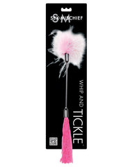 Sex and Mischief Bondage Whip Dual-Action Feather Tickler and Silicone Threads for Sensation Play and Restraint