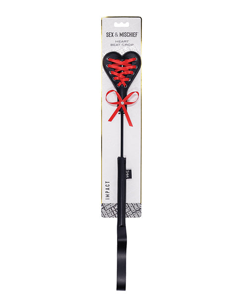 Sex & Mischief Bondage Crop Heart-Shaped Head Red Corset Lace-Up with Sparkling Bling for Playful Sensation