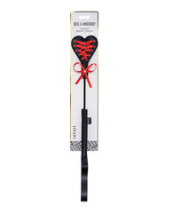 Sex & Mischief Bondage Crop Heart-Shaped Head Red Corset Lace-Up with Sparkling Bling for Playful Sensation