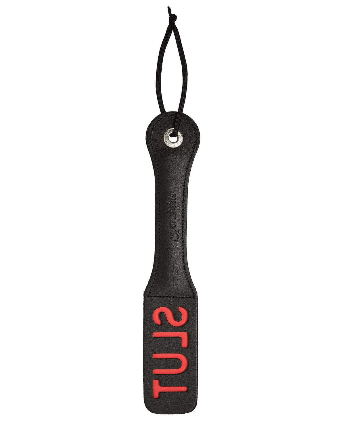 Sportsheets Bondage Restraint Leather Impression Paddle with Bold S-L-U-T Lettering for Impact BDSM Play