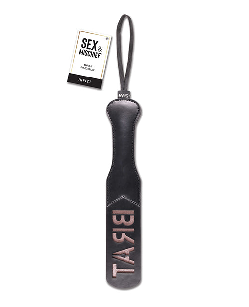 Brat Bondage Paddle with BRAT Imprint Faux Leather for Sensation Play and BDSM Restraint