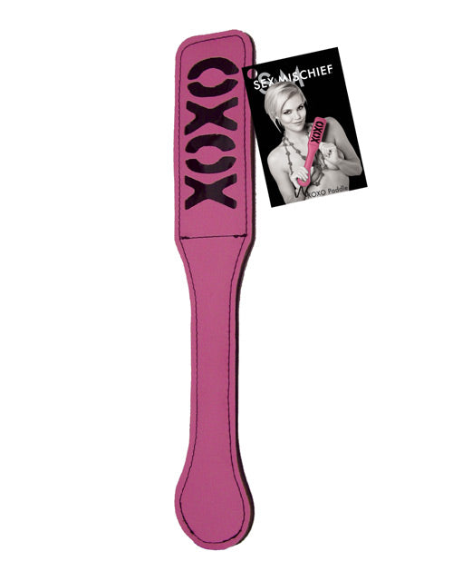 Sex and Mischief Bondage Paddle Vegan Leather XOXO Cut-Out Pink for Sensual Impact Play