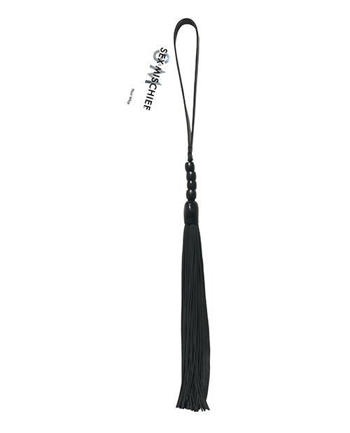 Sex and Mischief Bondage Flogger Latex Threads Beaded Tip with Faux Leather Loop for Erotic Sensation Play