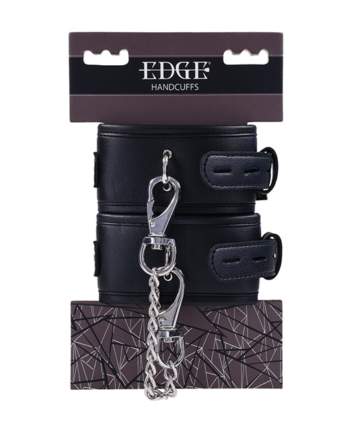 Edge Handcuffs Black Padded Adjustable Cuffs with Silver Hardware for Secure Restraint