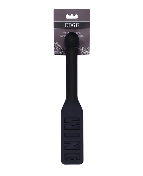Edge Bondage Paddle Black Silicone MINE Imprint Metal Handle for Impact Play & Control