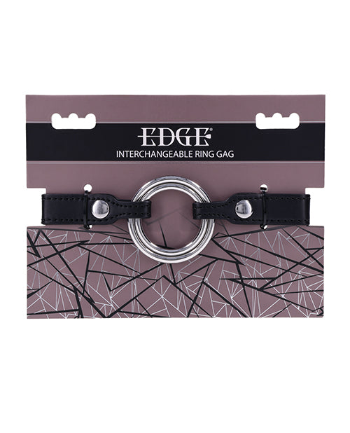 Edge Bondage Gag Interchangeable Stainless Steel Rings Adjustable Leather Strap for Custom Restraint Play