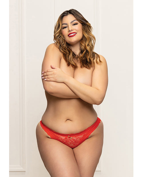 Seven 'til Midnight plus size lace panty with heart cut-out and pearl chain detail for sultry romantic wear
