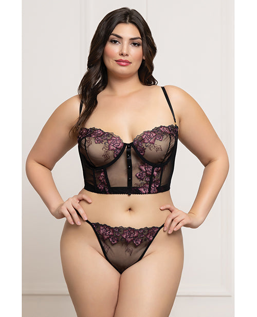 Seven 'til Midnight Plus Size Bustier Floral Lace Mesh Underwire Support for Confident Lingerie Style