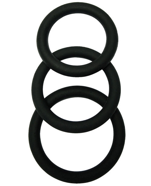 Malesation Black Silicone Cock Ring Set – Ergonomic 3-Pack in Multiple Sizes