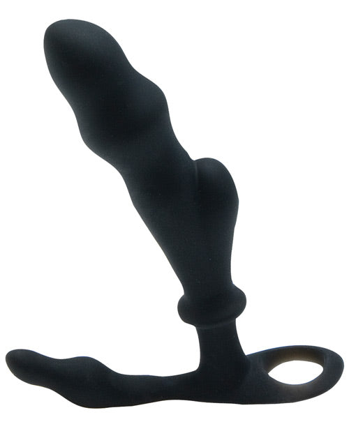 Black Silicone Prostate Stimulator with Dual Perineum Massager