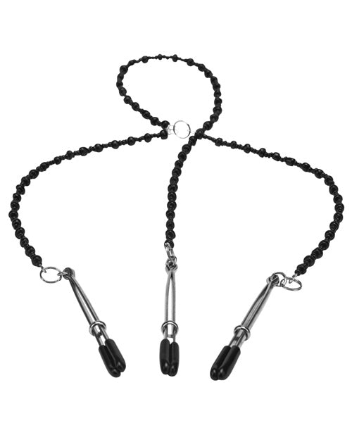 Beaded Body Chain with Adjustable Nipple and Clit Clamps
