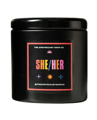 Gender Fluid Candle with She/Her Label and Ocean Tides Scent for Gender Identity Expression