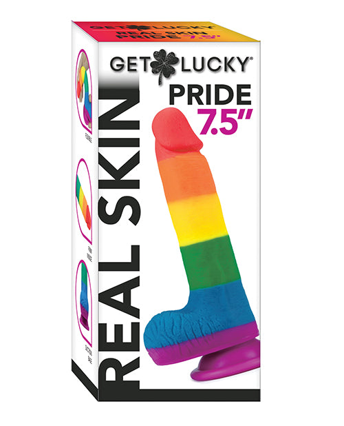 Get Lucky Gay & Lesbian Products Rainbow Dildo Dual-Layered Sliding Skin for Realistic Sensation and Hands-Free Use