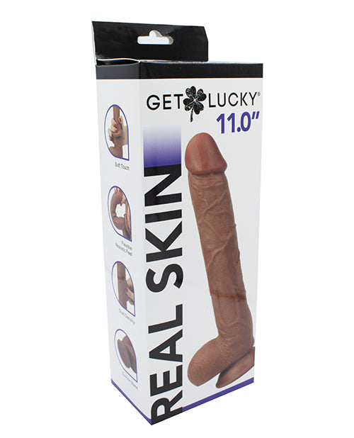 Get Lucky Dildo Dual Layer Real Skin Suction Base Flexible Design for Realistic Hands-Free Play