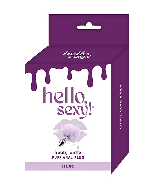 Hello Sexy Anal Plug with Lilac Fuzzy Puff and Smooth Alloy Metal for Playful Beginner Anal Exploration