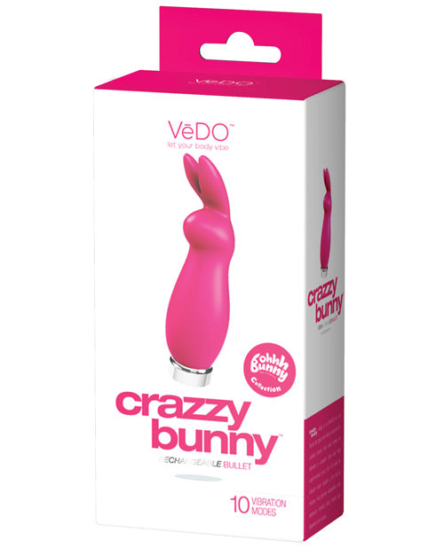 VeDO Stimulator Crazzy Bunny Rechargeable Bullet with 10 Vibration Modes and Silicone Body for Intense Stimulation