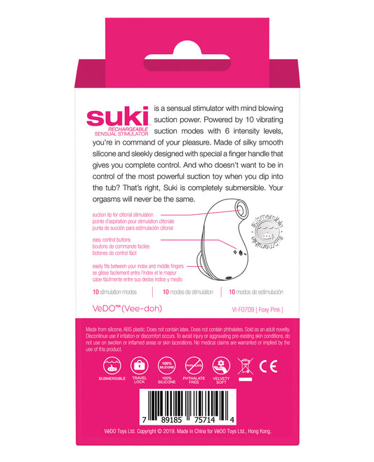 VeDO Suki Rechargeable Vibrating Sucker - Foxy Pink Powerful Stimulator