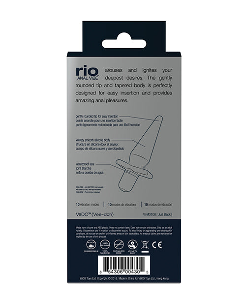 VeDO Rio Anal Vibe – Just Black Silicone Vibrator with 10 Modes