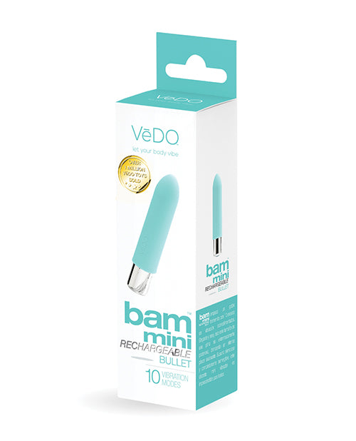 VeDO Stimulators Bam Mini Rechargeable Bullet Vibrator Turquoise Powerful Vibration for Discreet Pleasure