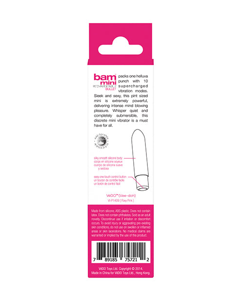 VeDO Bam Mini Rechargeable Bullet Vibe in Foxy Pink – Compact and Powerful