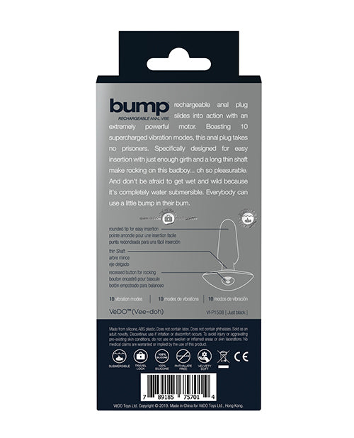 VeDO Bump Rechargeable Anal Plug with Powerful Vibrations in Black