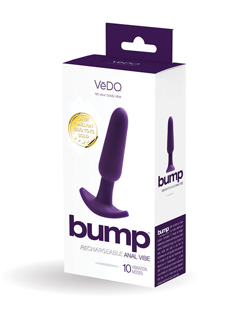 VeDO Anal Vibe Deep Purple Silicone Plug with 10 Vibration Modes and Waterproof Design for Enhanced Anal Stimulation