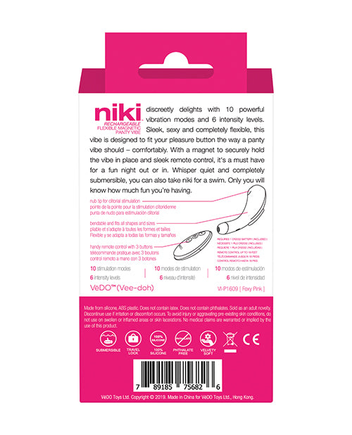 VeDO Niki Rechargeable Discreet Panty Vibe in Foxy Pink