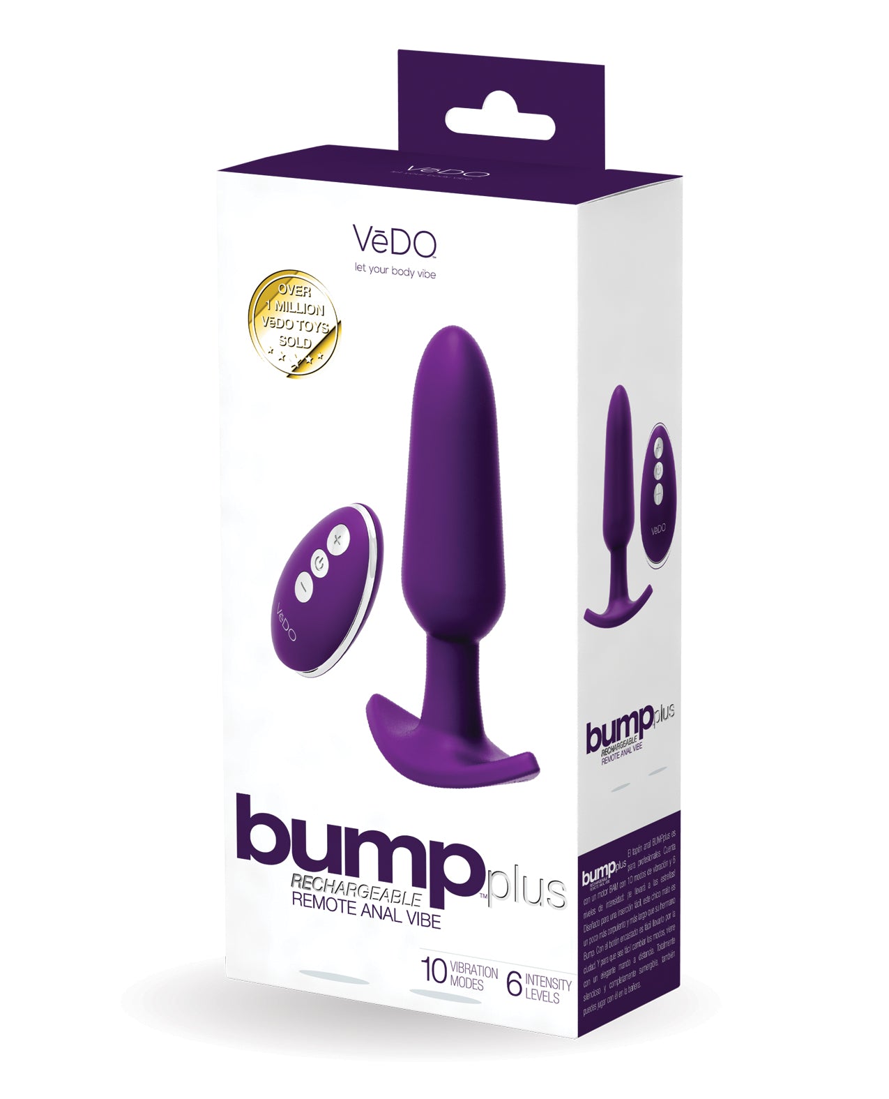 VeDO Anal Vibrator Rechargeable Silicone Remote Control with 10 Vibrations for Backdoor Pleasure