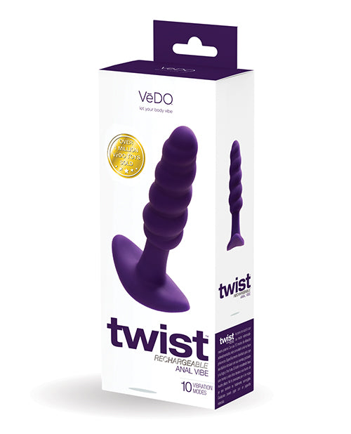 VeDO Anal Plug Rechargeable 10 Vibration Modes Swirled Bead Design for Stimulating Pleasure