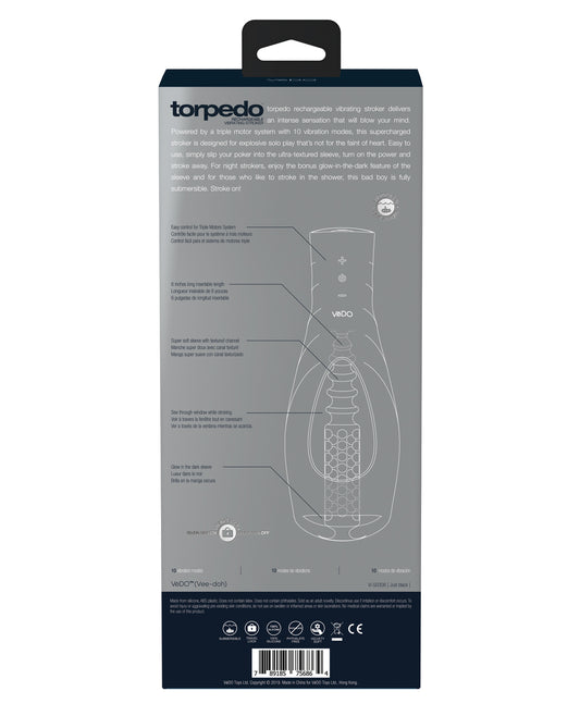 VeDO Torpedo Vibrating Rechargeable Stroker with Triple Motors and Glow-in-the-Dark Sleeve