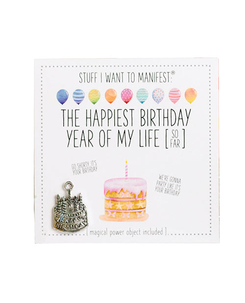 Warm Human Manifestation Mini Card & Charm with Motivational Instructions for Birthday Year Wishes