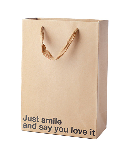 Wood Rocket Gift Bag Kraft Paper Snarky Design Ribbon Handle for Party and White Elephant Gifting