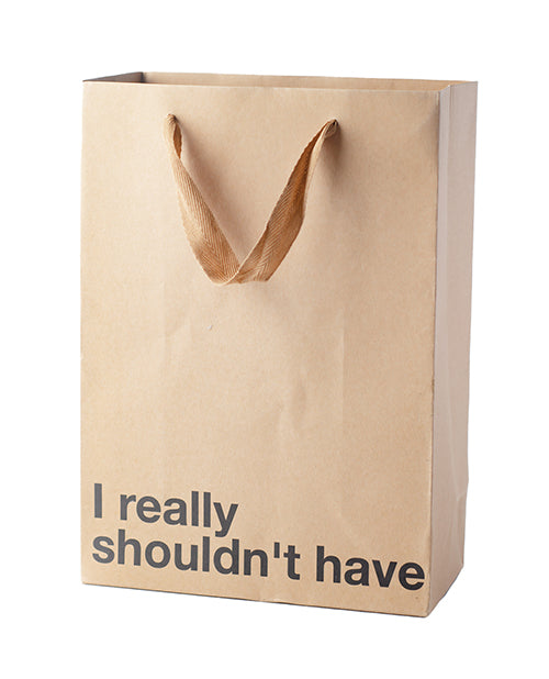 Wood Rocket Gift Bag Snarky Kraft Paper Brown Ribbon Handle for Funny Gifting Occasions