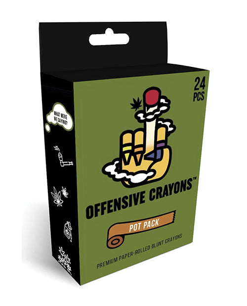 Wood Rocket Novelties Offensive Crayons Pot Pack paper-rolled crayons cannabis-themed for humorous novelty gifting