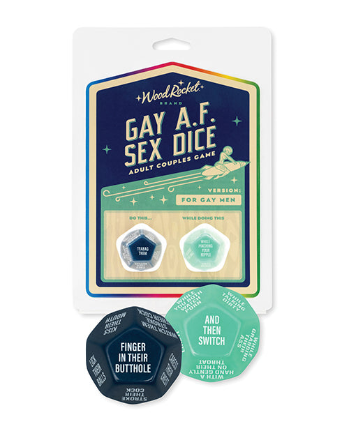 Wood Rocket gay men couples dice game bold blue 12-sided fun party game for playful romantic nights
