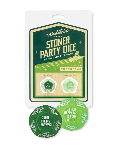 Wood Rocket Stoner Party Dice Game 12-Sided Green Acrylic Dice for Cannabis-Themed Group Party Fun